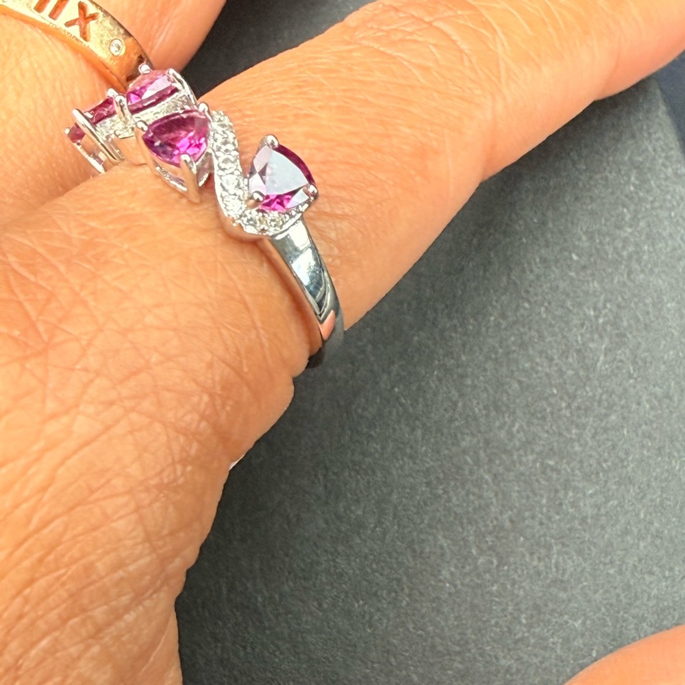 Natural Rhodolite Rhodium Over Sterling Silver Ring - Picture 2 of 8